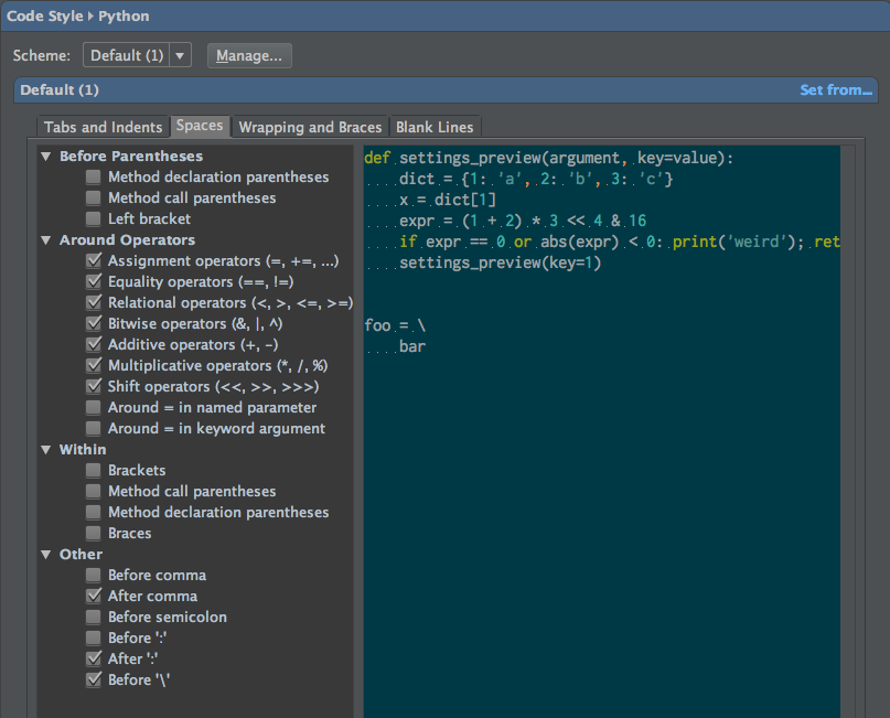 pycharm color scheme